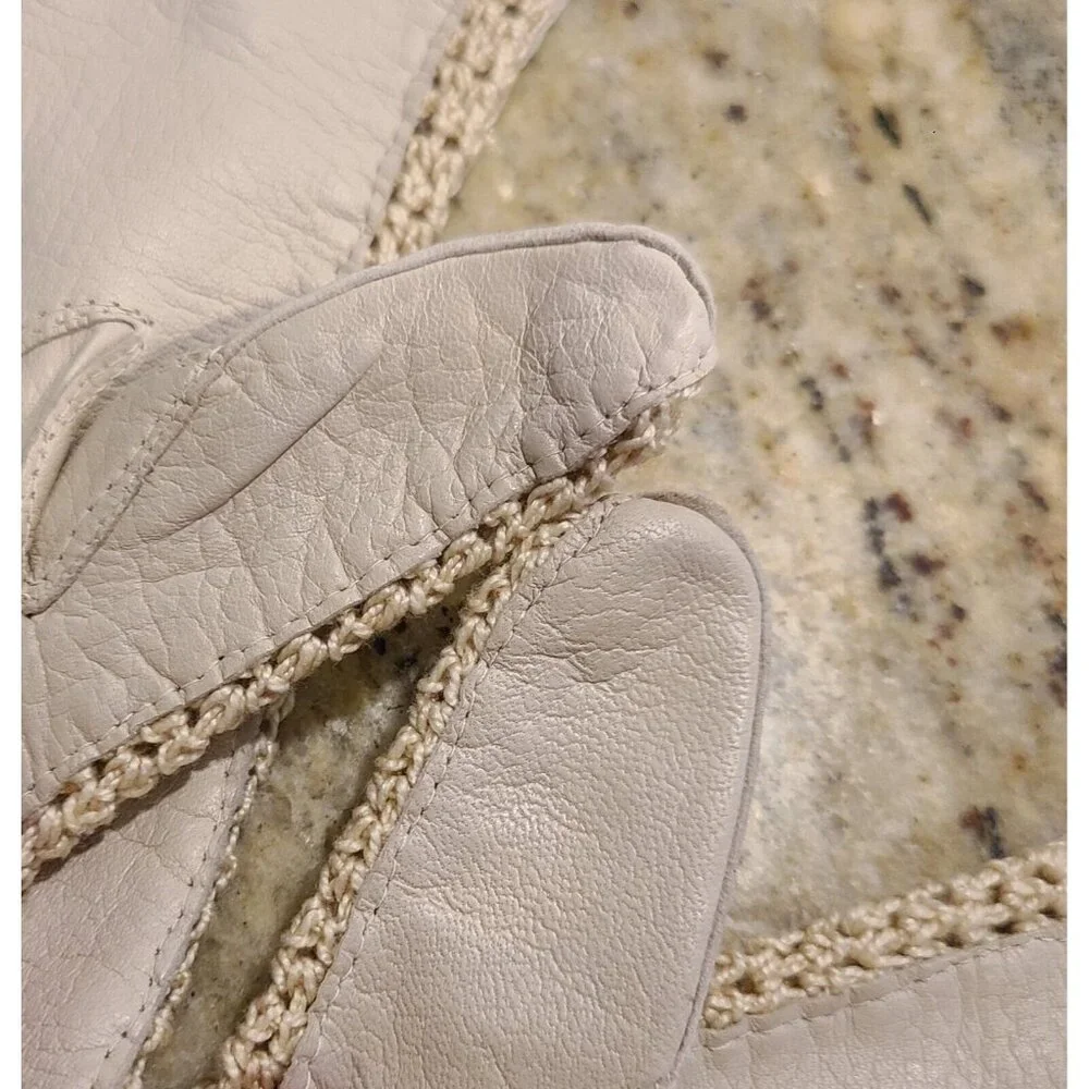 Vintage Plus Size XL Beige Soft Leather Crochet 9